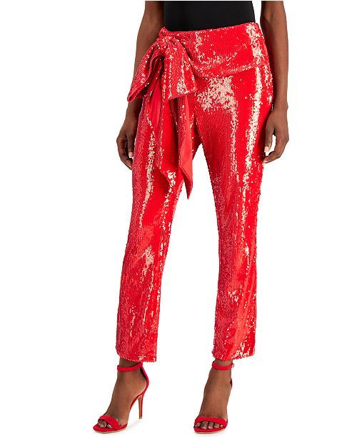 INC International Concepts INC Allover-Sequin Tie-Waist Pants, Created for Macy's & Reviews - Pan... | Macys (US)