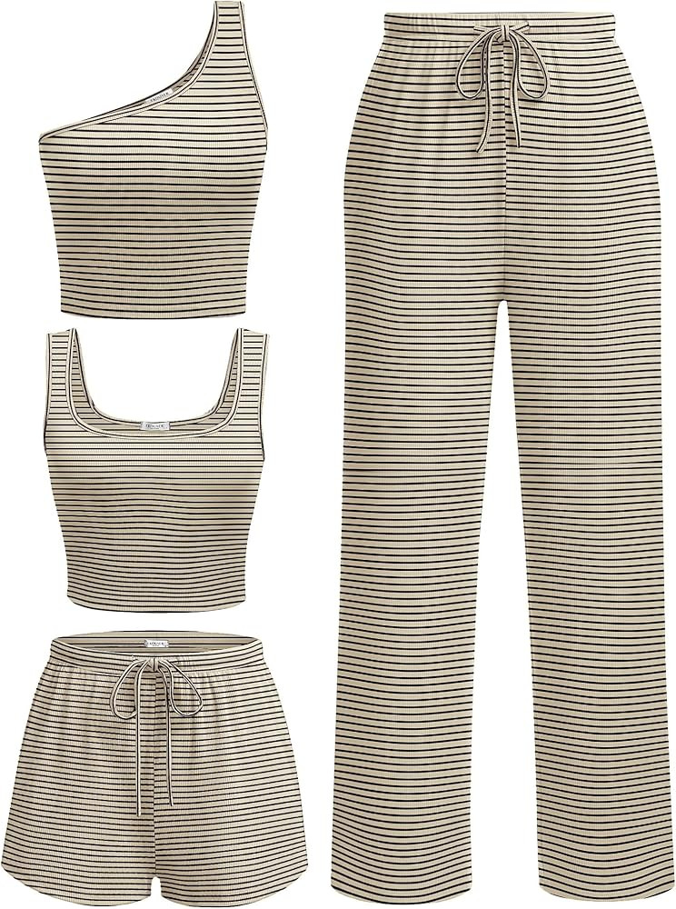 Ekouaer 4 Piece Sets for Women Casual Lounge Sets Summer Vacation Outfits | Amazon (US)
