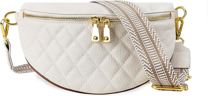 Business Messenger Bag - Faux Leather Crossbody Bag with Chest Strap, Small Waist Pack & Belt Cli... | Amazon (US)