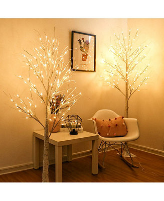Twinkle Star 2-Pack Lighted Birch Tree for Thanksgiving Wedding Party Decor - Macy's | Macy's