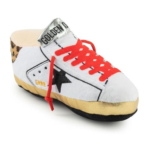 Haute Diggity Dog Original Golden Pooch Tennis Shoe, Plush Designer Dog Toys with Interactive Squeaker, Stimulating Pet Enrichment, Machine-Washable & Safe Materials for All Breeds, One Size | Amazon (US)