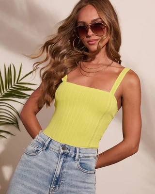 Raissa Ribbed Knit Bodysuit Lime / M | VICI