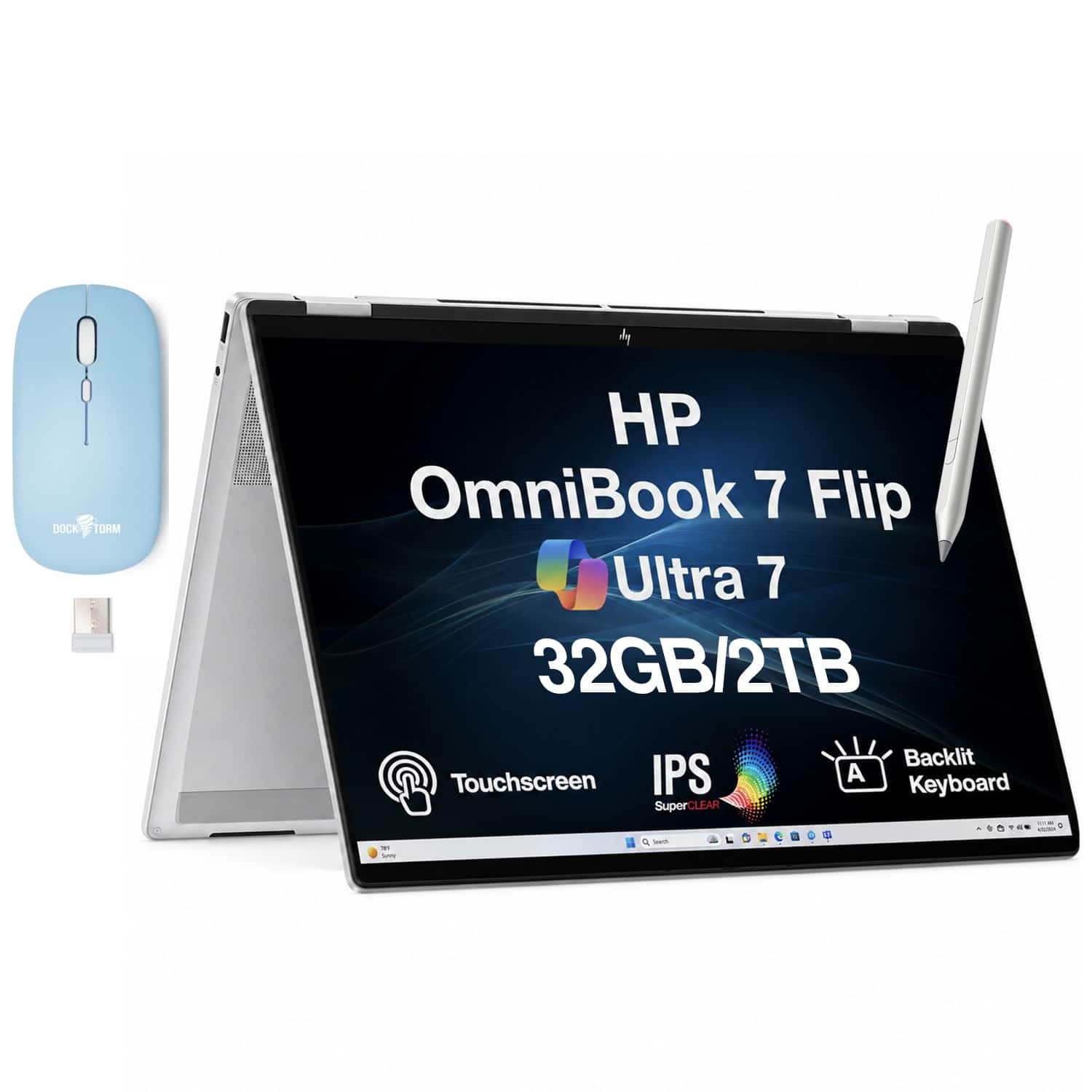 HP - Upgraded - OmniBook 7 Flip 2-in-1 Laptop 16.0 Touch Display (Ultra 7-258V, 32GB, 2TB SSD, Win 11 Pro) w/Dockztorm Wireless Mouse - Silver | Best Buy U.S.