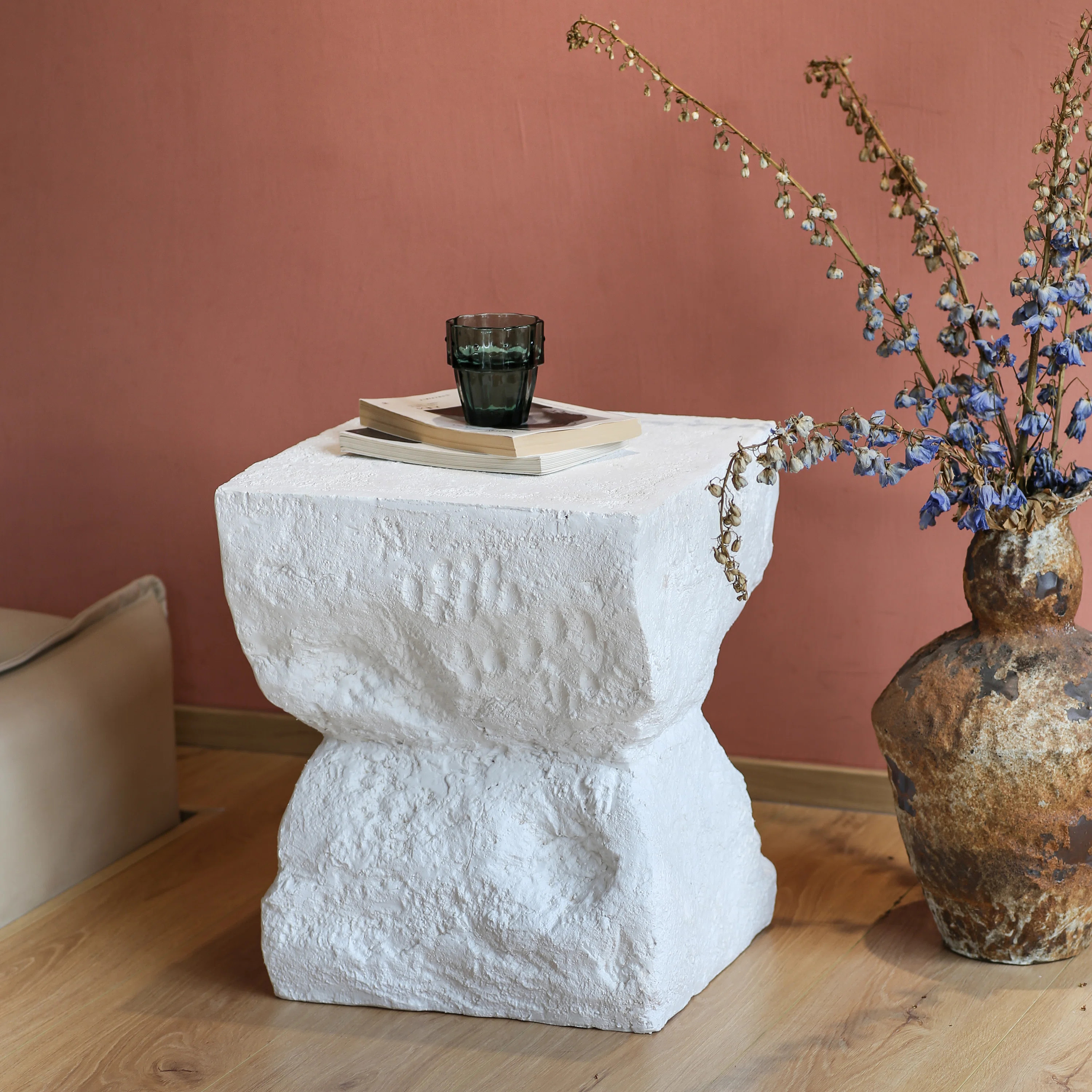 Laigha Outdoor Cube-Shaped Magnesium Oxide Side Table | Wayfair North America