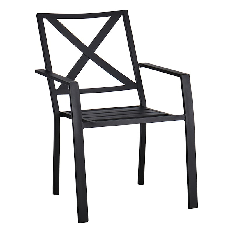 Crosby St Grammercy Black X-Back Outdoor Dining Chair | At Home