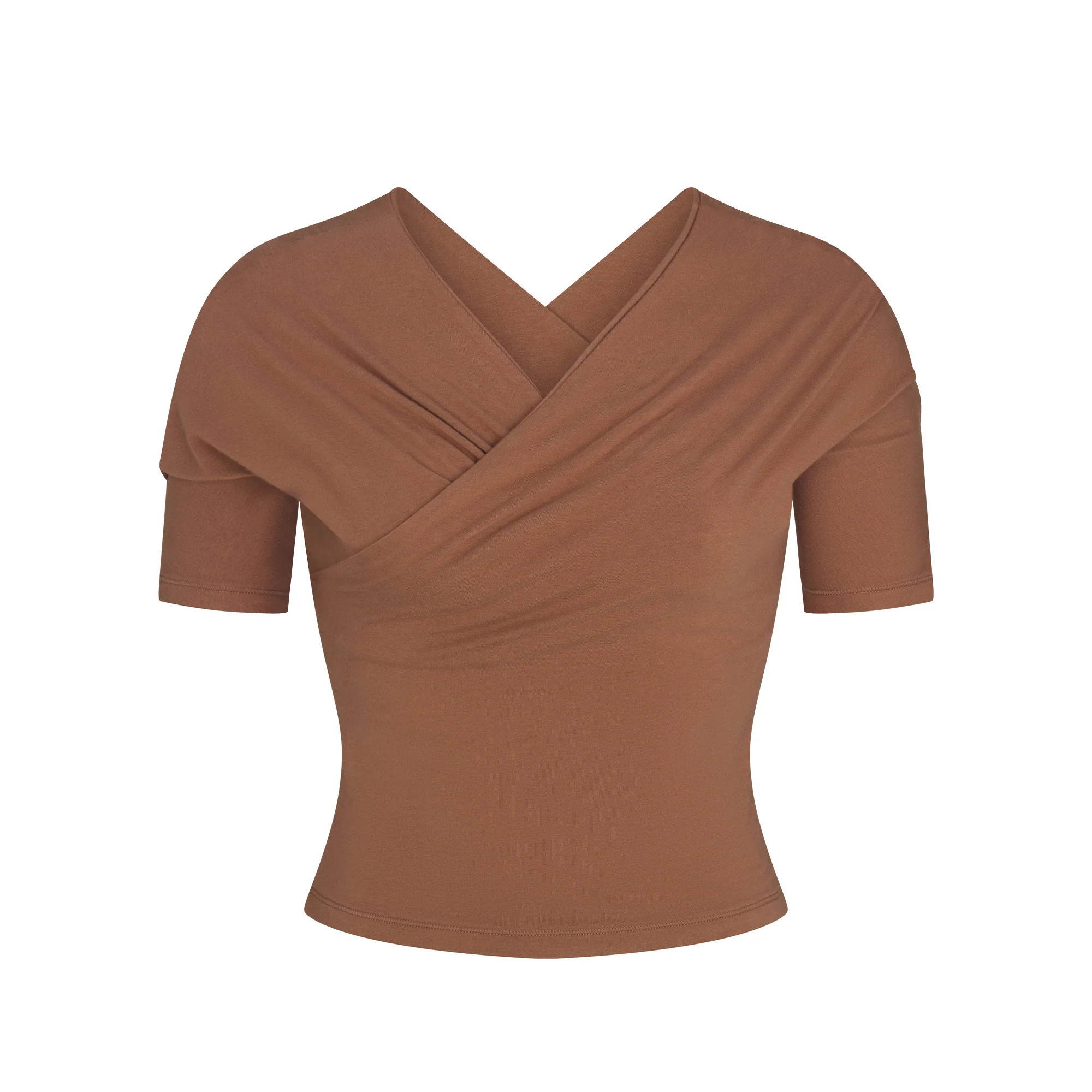 SKIMS Wrap Top | Deep Neutral | Small | Cotton Jersey | SKIMS (US)