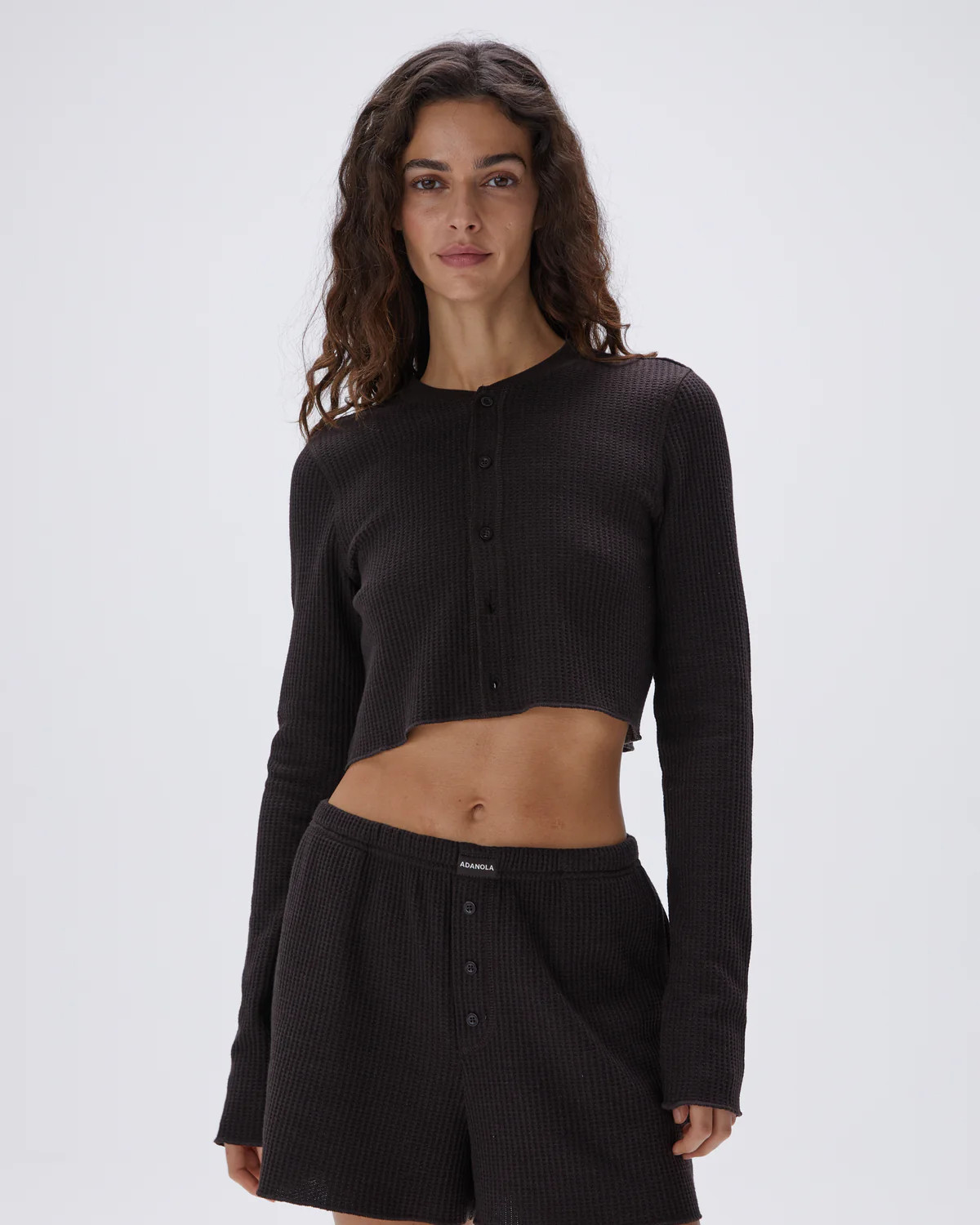 Waffle Cardigan - Coffee Bean | Adanola UK