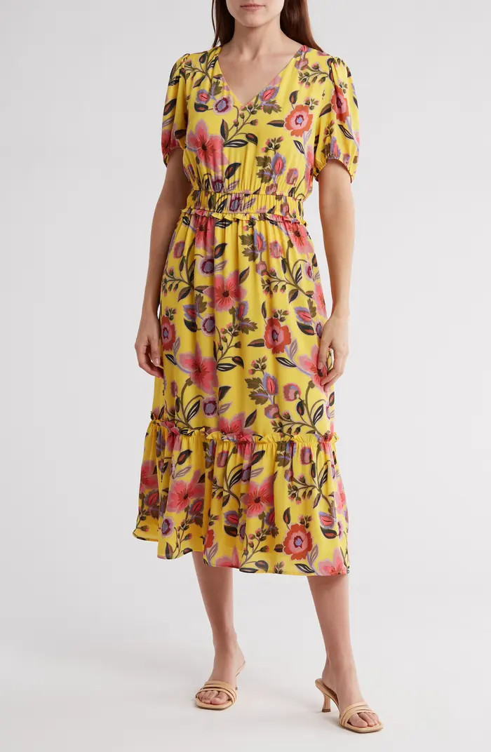 DR2 by Daniel Rainn V-Neck Crepe Midi Dress | Nordstromrack | Nordstrom Rack
