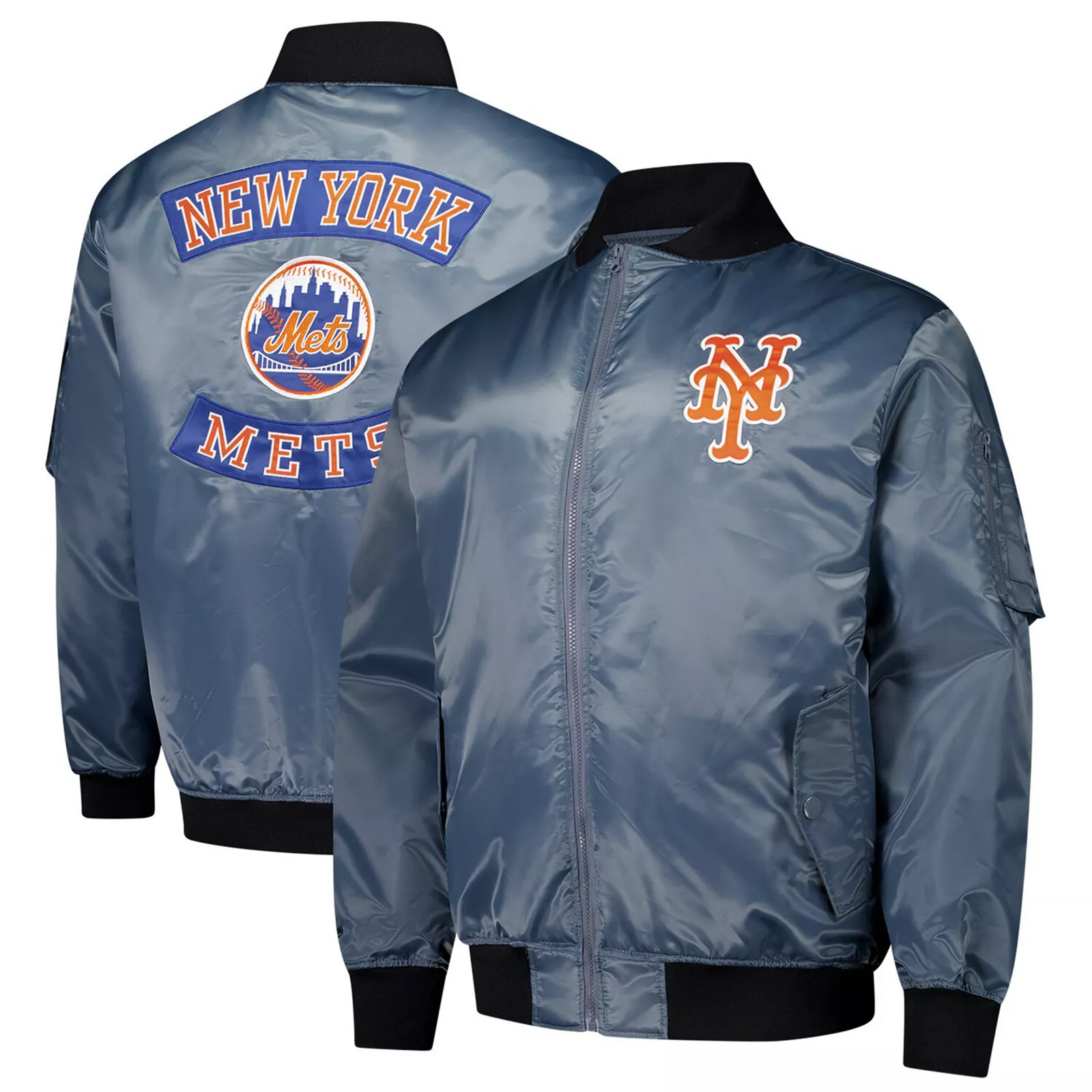 Men's Profile Charcoal New York Mets Big & Tall Full-Zip Bomber Jacket, Size: 2XLT | Kohl's