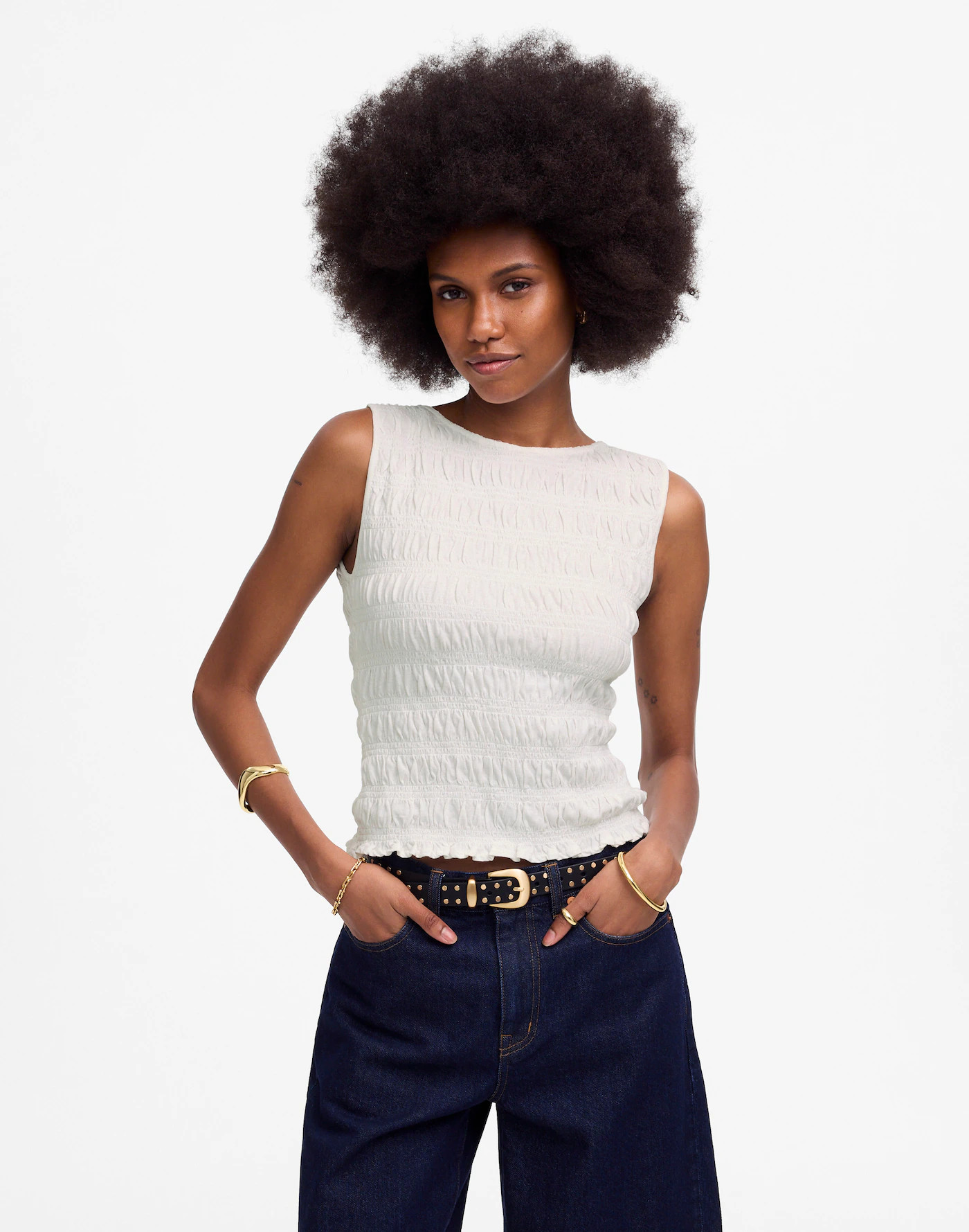 Smocked Boatneck Tank | Madewell | Madewell