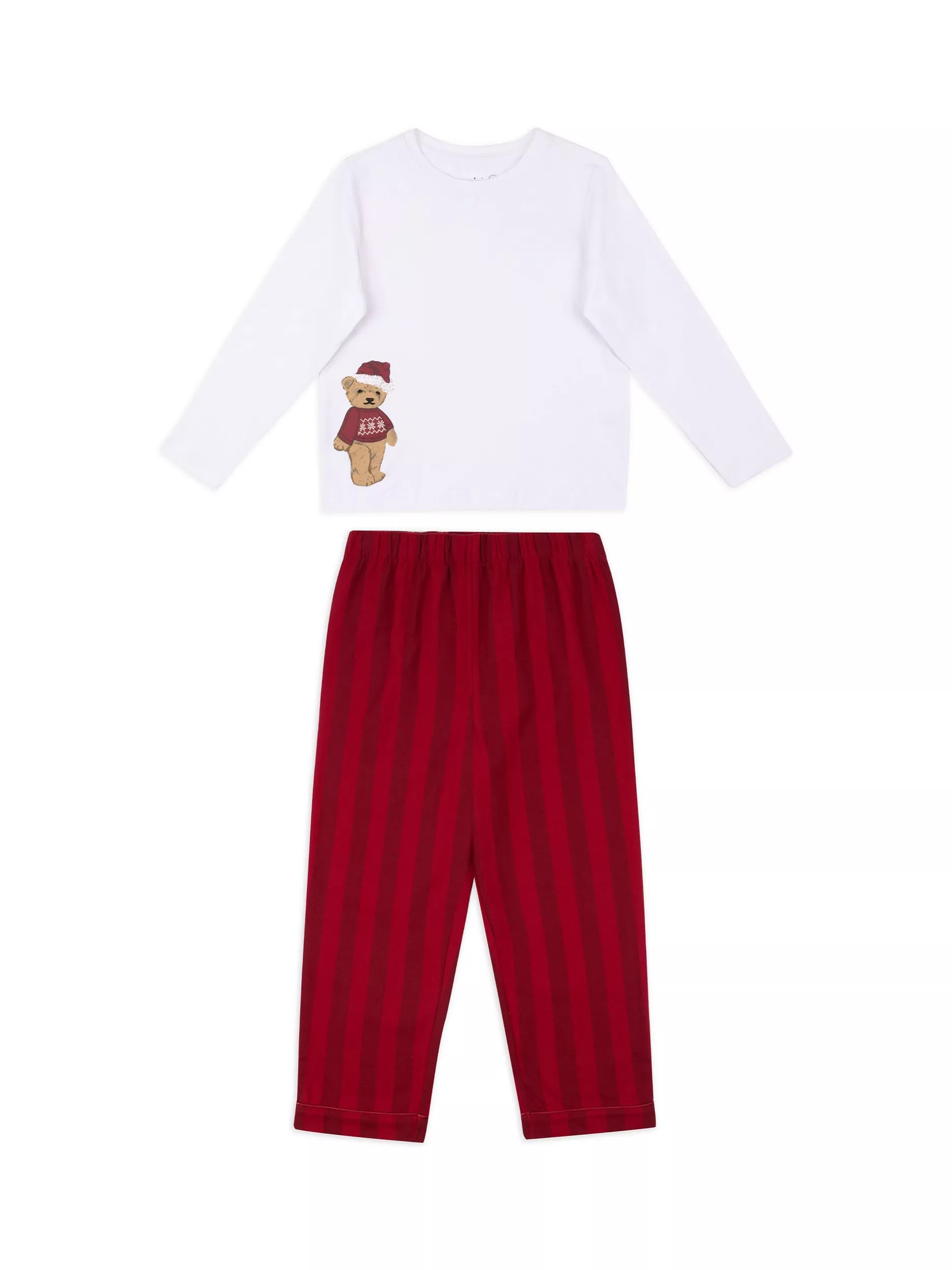 Chelsea Peers Kids' Cotton Christmas Bear Print Pyjamas, Red | John Lewis (UK)