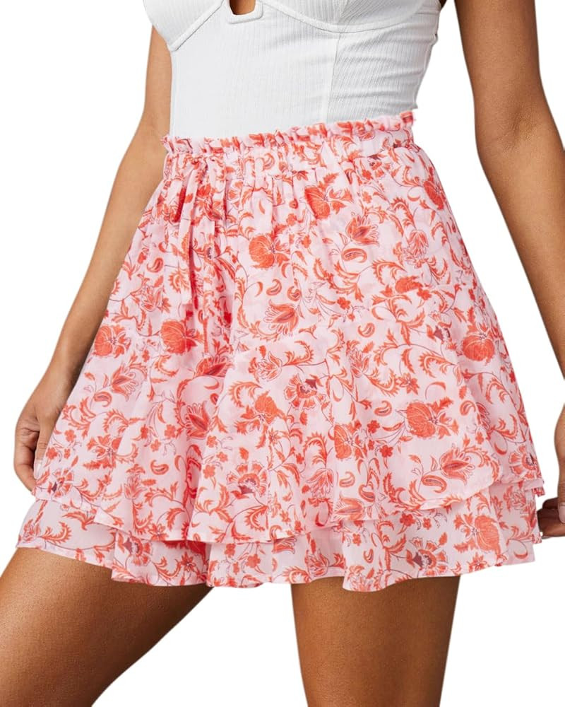 Flowy Shorts for Women Casual Boho Floral Skorts Ruffle Mini Skirts Running Tennis Butterfly Chif... | Amazon (US)