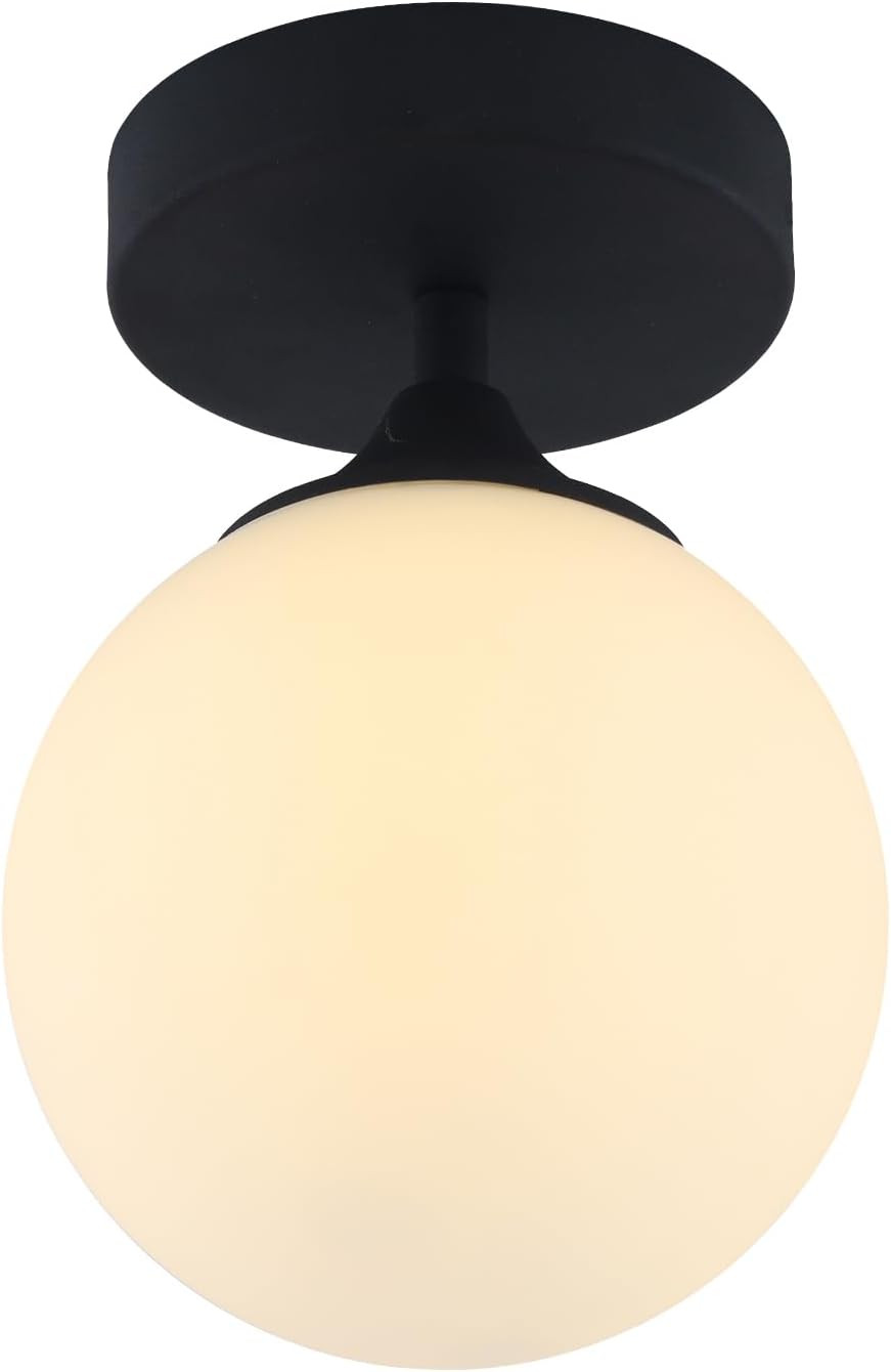 KCO Lighting Mid Century Modern Semi Flush Mount Ceiling Light Fixture White Globe Flush Mount Ce... | Amazon (US)
