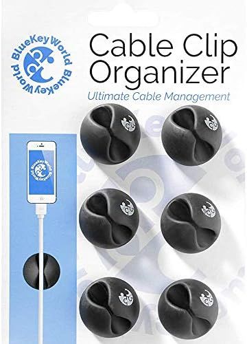 6 Pack Blue Key World Cable Clips - Cord Organizer - Desk Cable Management - Wire Holder System -... | Amazon (US)