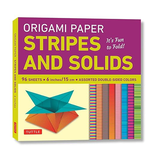 Origami Paper - Stripes and Solids 6" - 96 Sheets: Tuttle Origami Paper: Origami Sheets Printed w... | Amazon (US)