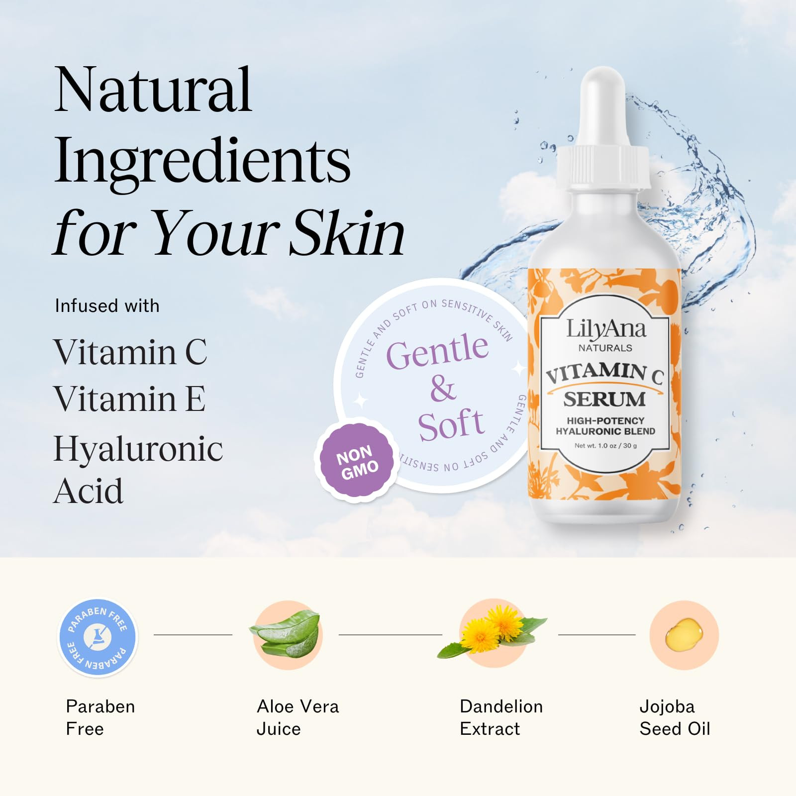 LilyAna Naturals Vitamin C Serum for Face - Face Serum with Hyaluronic Acid and Vitamin E, Anti A... | Amazon (US)