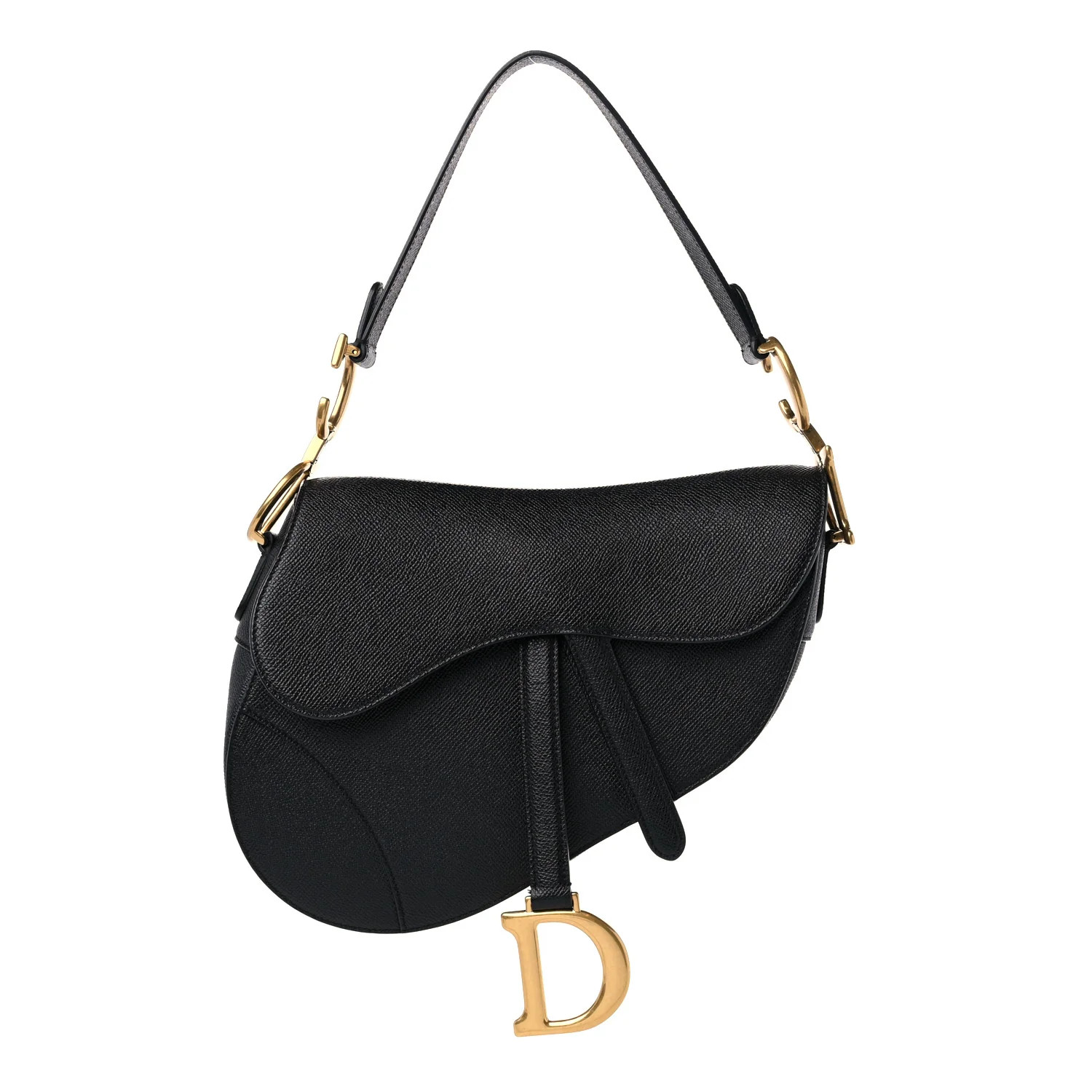 Grained Calfskin Saddle Bag Black | FASHIONPHILE (US)