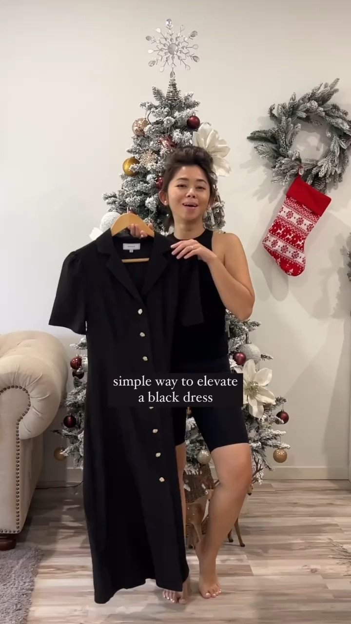 The elegant black dress you need this season 🖤🤍 #ltkstyletip #ltkholiday

#LTKCyberWeek #LTKsalealert #LTKfindsunder100