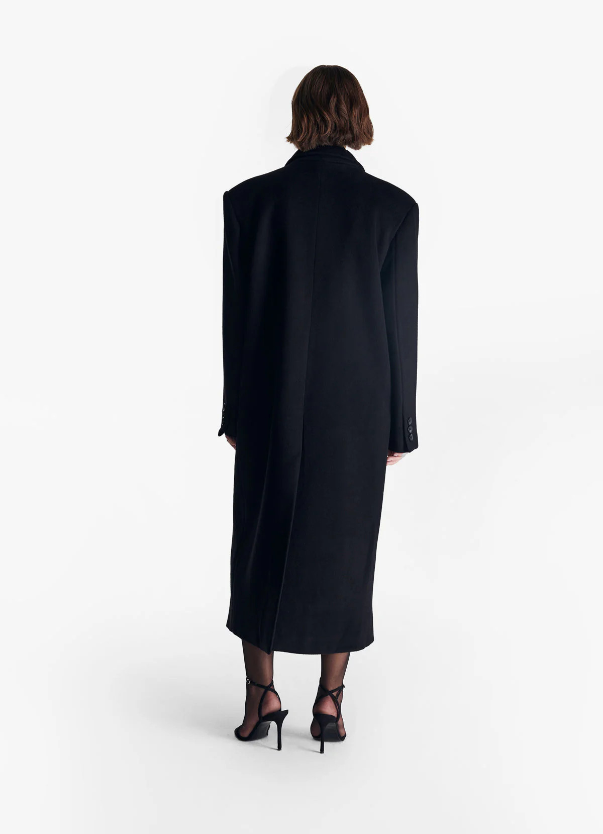 Black Wool Straight Trench Coat | DE SAVARY LONDON