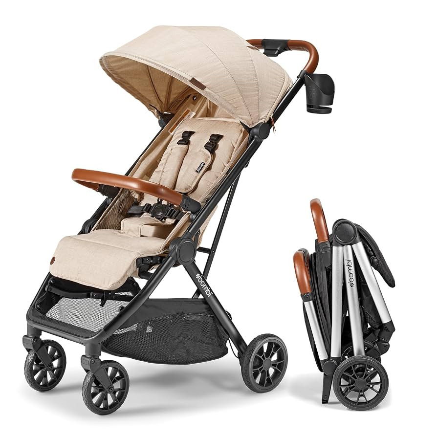 Bombi Bēbee V2 Lightweight Baby Stroller - Premium Vegan Leather, One-Hand Fold, Infinite Reclin... | Amazon (US)
