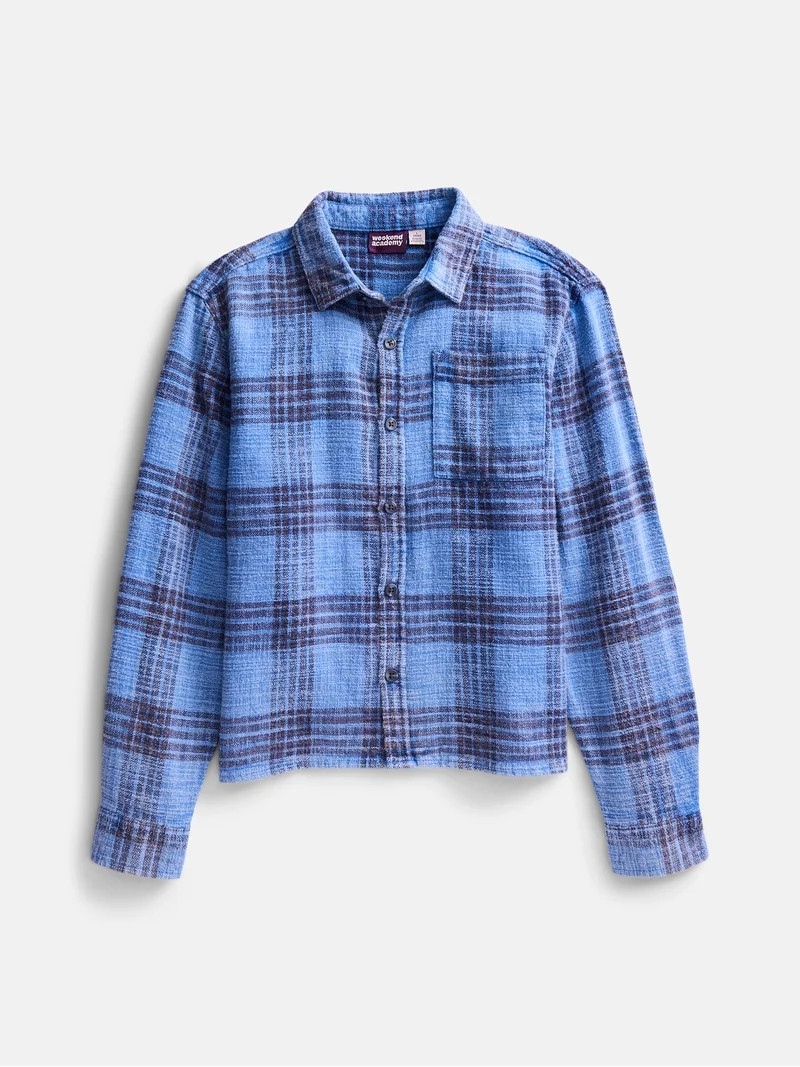 Weekend Academy Boys Garment Washed Flannel Shirt, Sizes XS-XXL | Walmart (US)