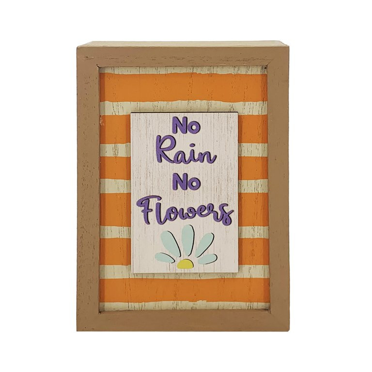 Way to Celebrate Spring Fibreboard Orange 6" No Rain Framed Box Sign | Walmart (US)