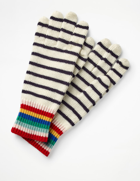 Stripe Detail Gloves Ivory and Navy Stripe Women Boden | Boden (US)