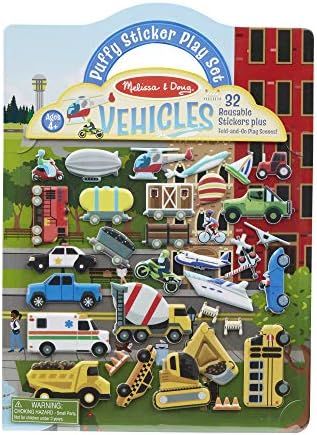 Melissa & Doug Vehicles Puffy Sticker Play Set Travel Toy with Double-Sided Background, 32 Reusable  | Amazon (US)
