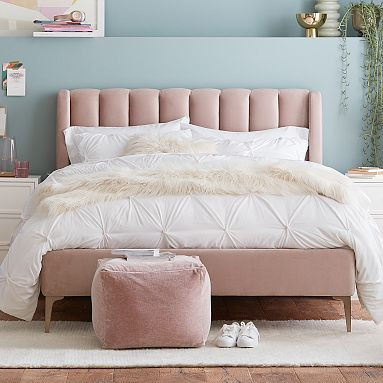 Avalon Channel Stitch Upholstered Bed | Pottery Barn Teen