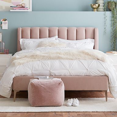 Avalon Channel Stitch Upholstered Bed | Pottery Barn Teen | Pottery Barn Teen