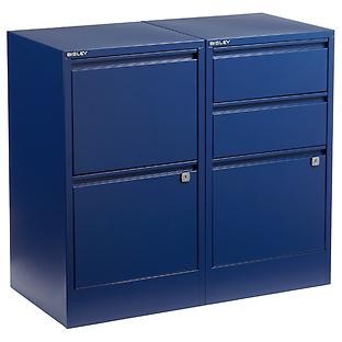 Bisley Oxford Blue  2- & 3-Drawer Locking Filing Cabinets | The Container Store
