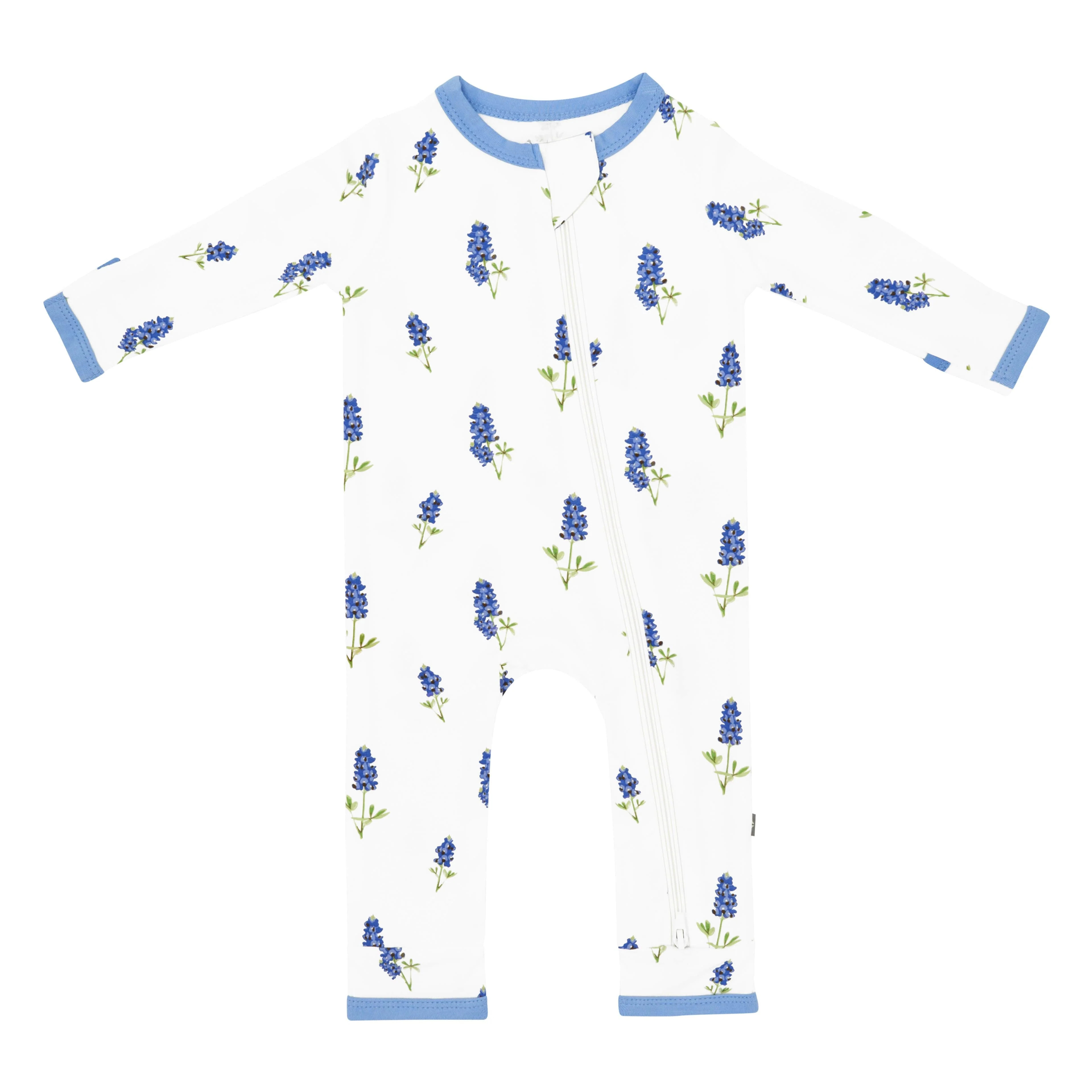Zippered Romper in Periwinkle Bluebonnet | Kyte BABY