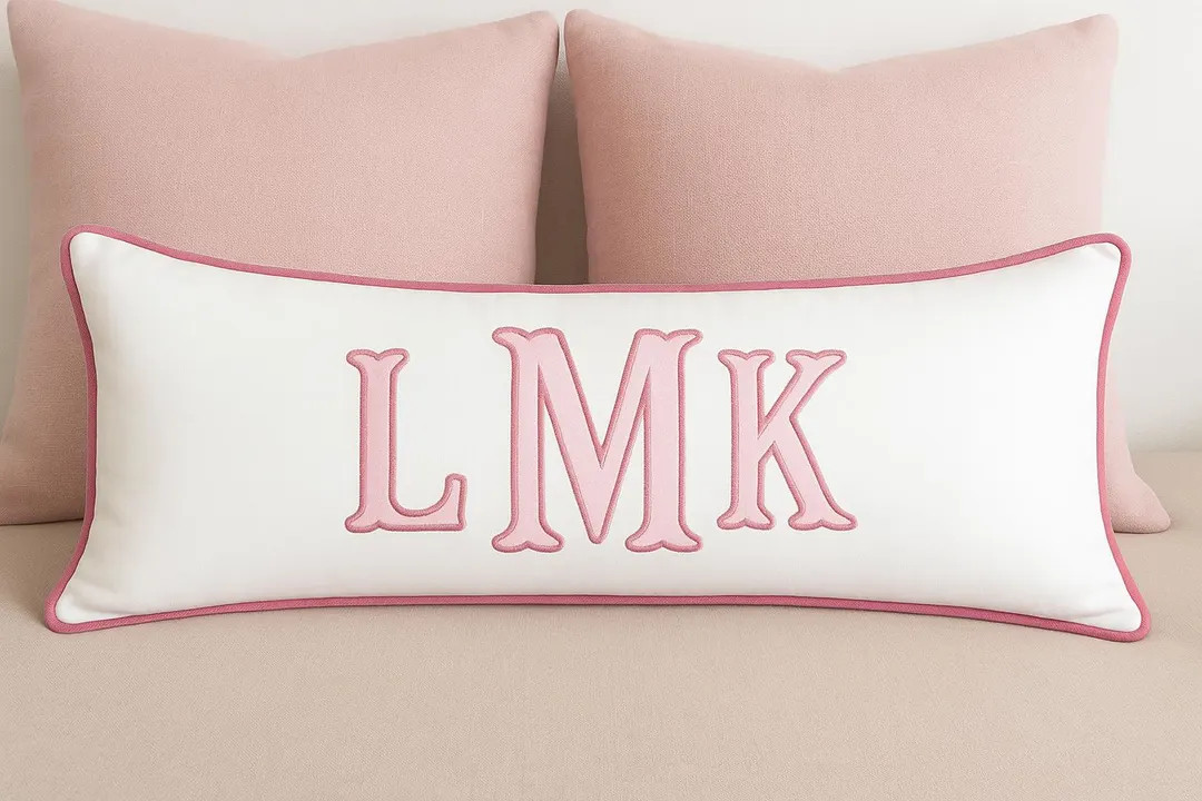 14x36inches Monogrammed Appliqué Lumbar Pillow Cover, Personalized Throw Pillow, Custom Initial ... | Etsy (US)