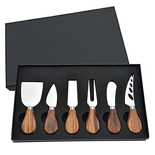 Cheese Knives with Cheese Slicer Cheese Cutter Cheese Fork,Cheese Spreading Knife for Charcuterie Boards and Cutlery Gift Set,6 Pieces Cheese Knife Set with Bamboo Wood Handle Steel Stainless | Amazon (US)