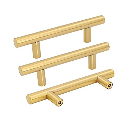 25Pcs goldenwarm Brushed Brass Drawer Handles Gold Cabinet Bar Handles 3in Dresser Pulls - LS201GD76 | Amazon (US)