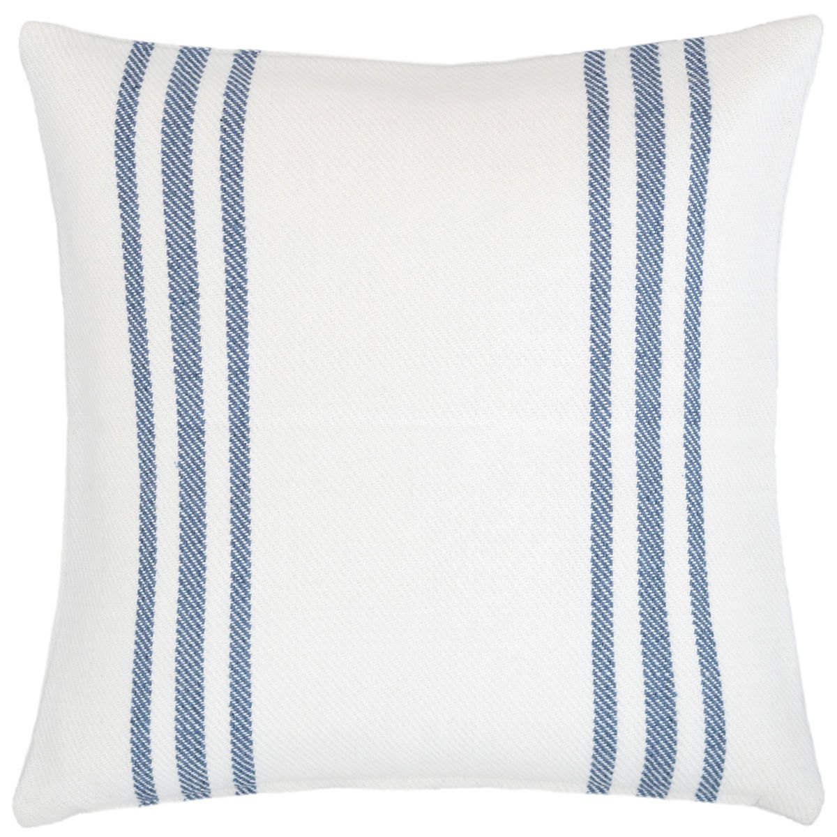Cape Stripe White/Denim Indoor/Outdoor Pillow | Fresh American | Annie Selke