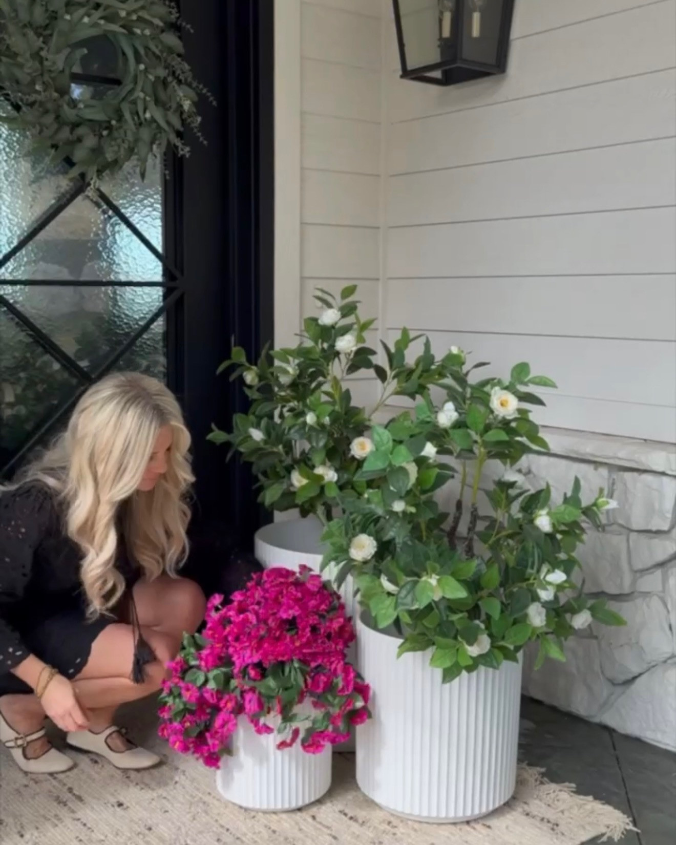 FRONT PORCH GOALS! FRONT PORCH STYLING that will have your neighbors looking twice. This may truly be my favorite FRONT PORCH look of all time. I smile every time I walk up to the door. The rich FINISH, DARK GREEN WREATHS, and simple layers instantly make the entry feel warm, elevated, and welcoming. Proof that creating a beautiful first impression doesn’t have to be complicated or expensive.

#Amazon #TheHillaryStyle #AmazonHome #FrontPorchDecor #CurbAppeal #EntrywayStyle #OutdoorDecor #NeutralHome #AmazonFinds #HomeStyle 

 #LTKSeasonal #LTKOver40 #LTKHome