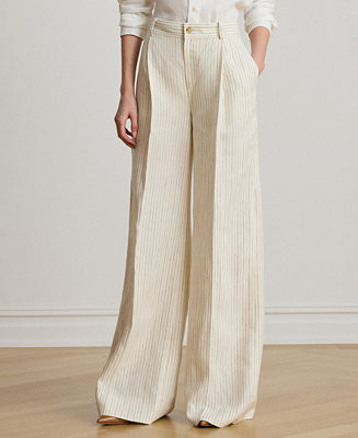 Lauren Ralph Lauren Women's High-Rise Pinstripe Wide-Leg Pants - Macy's | Macy's