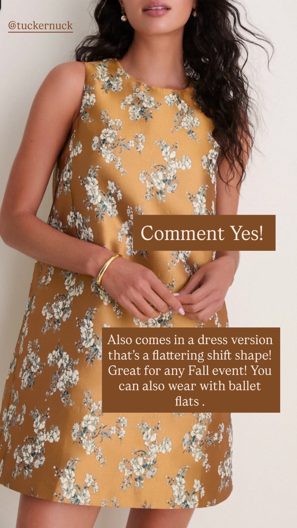 Also comes in a dress version that’s a flattering shift shape! Great for any Fall event! You can also wear with ballet flats .  Comment Yes!  @tuckernuck