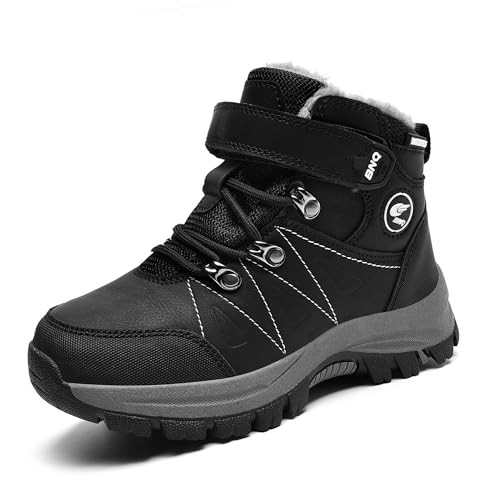 Kids Snow Boots for Boys Girls Winter Warm Hiking Boots,Outdoor Fur Lined Waterproof Ankle Shoes | Amazon (US)