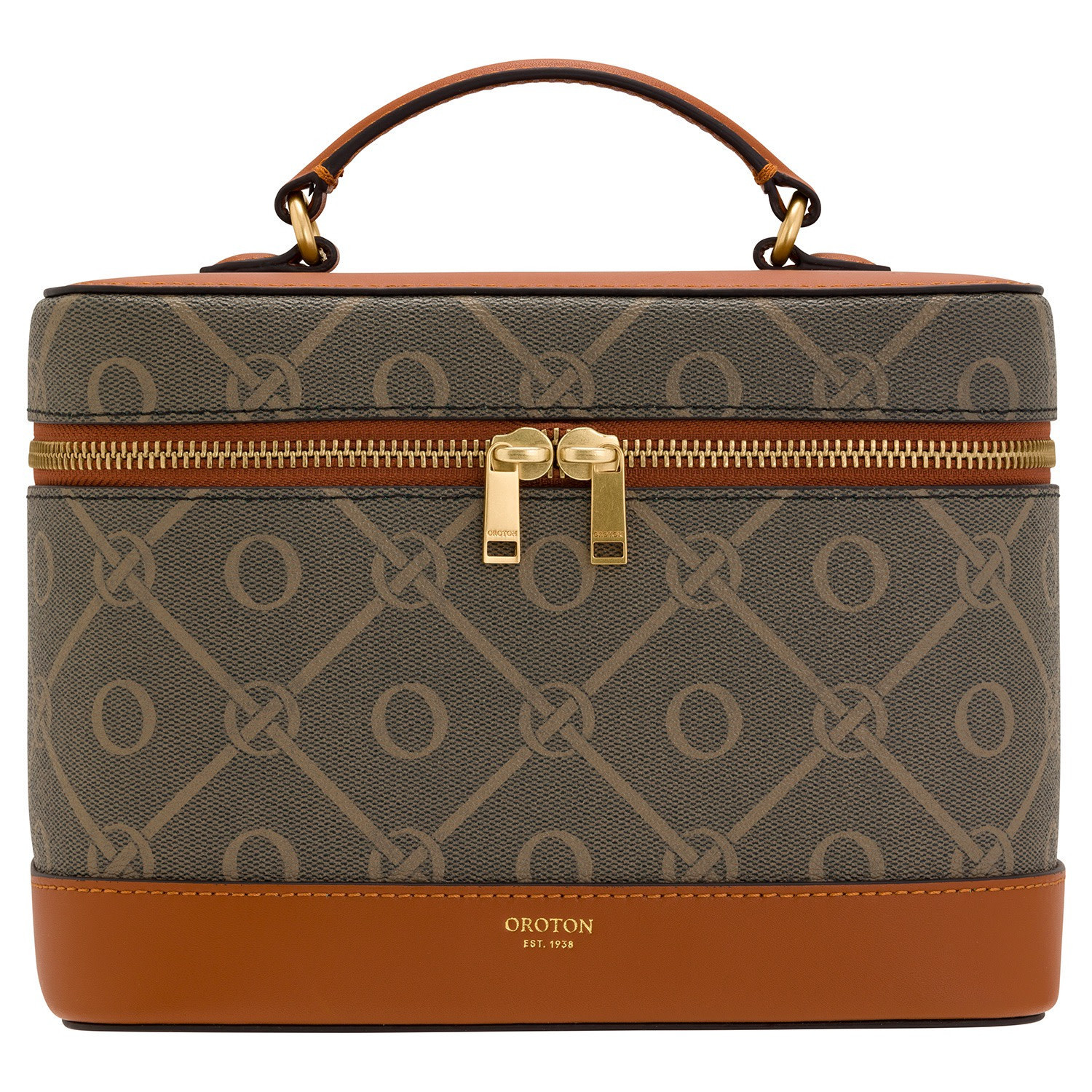 Harvey Signature Large Beauty Case - Black/Cognac | Oroton | Oroton