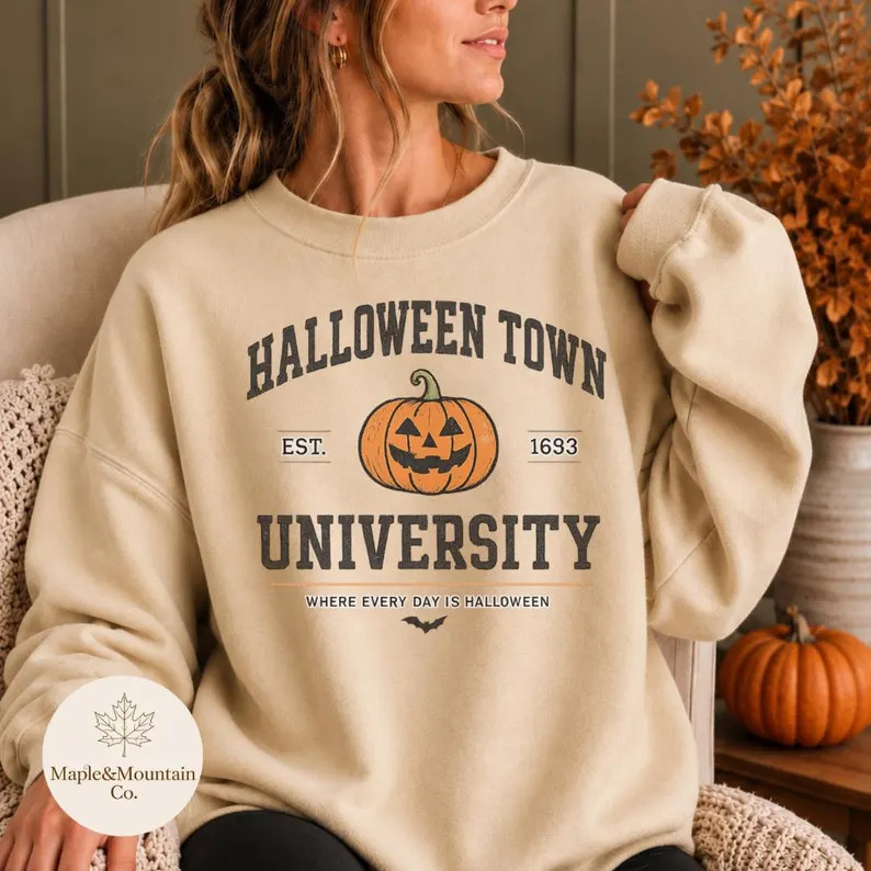 Halloween Town University Crewneck Sweatshirt, Vintage Halloween Sweatshirt, Cozy Fall Pullover, ... | Etsy (Global)