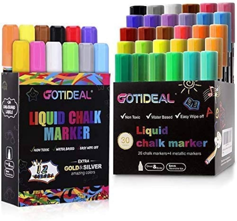GOTIDEAL Liquid Chalk Markers Bundle- 30 Colors and 12 Colors | Amazon (US)