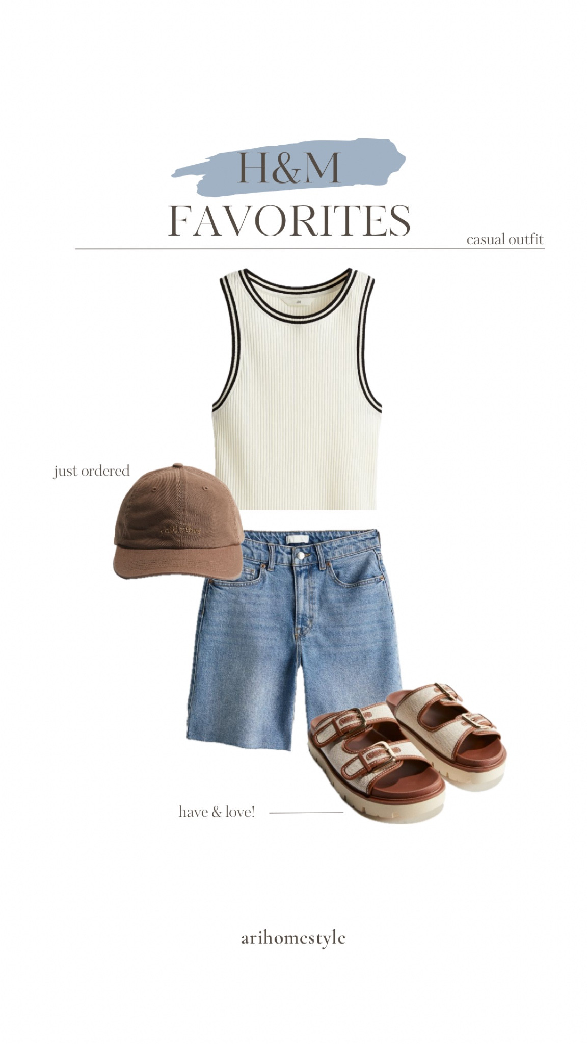 Casual favorites from H&M. The only thing I don’t have is the top. The shorts are super comfortable and I just got the shoes and I’m obsessed. 

H&M/ casual outfit/ sandals/ cap 

#LTKStyleTip #LTKFindsUnder50