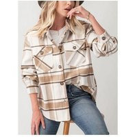 Boyfriend Flannel Plaid Jacket, Oversized Fleece Shacket, Cozy Women's Coat in Blush Mauve, Beige Ca | Etsy (US)