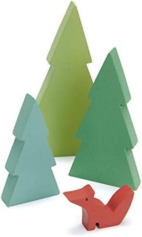 Tender Leaf Toys - Fir Tops - Set of Three Wooden Fir Trees and a Fox for Kids Train Accessories - I | Amazon (US)