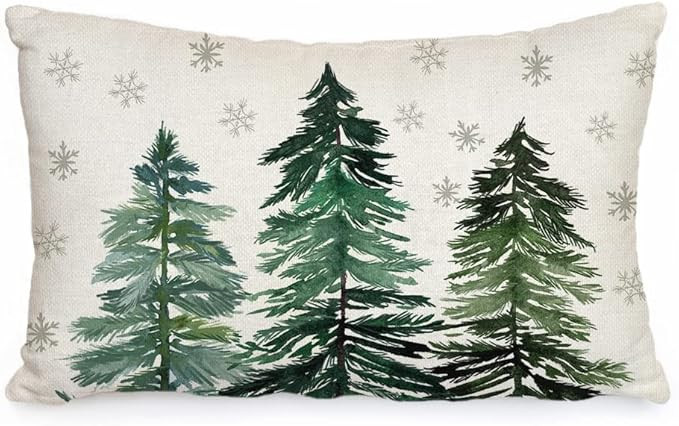 AACORS Christmas Throw Lumbar Pillow Cover 12X20 Christmas Trees Snowflake Decorations Farmhouse ... | Amazon (US)