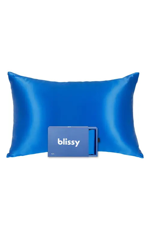 BLISSY Mulberry Silk Pillowcase in Azure at Nordstrom, Size Queen | Nordstrom