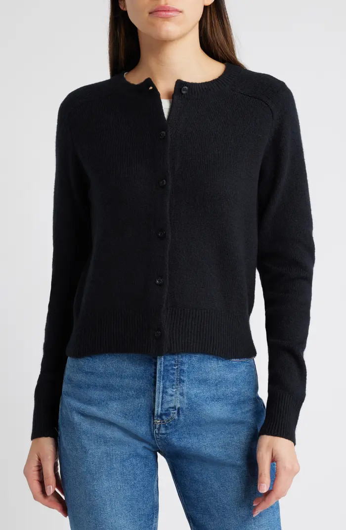 Crewneck Cotton Blend Cardigan | Nordstrom