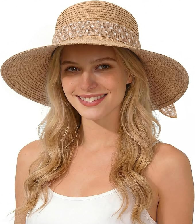 Senker Fashion Sun Hats for Women UV Protection, Wide Brim Beach Straw Derby Hat Packable Floppy ... | Amazon (US)